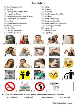 Bad Habit Vocabulary - YourEnglishSource